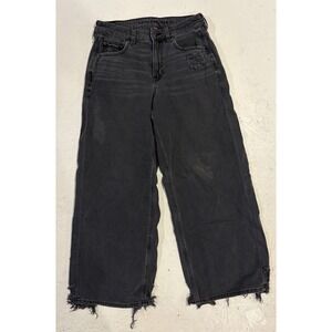 American Eagle Women's Super High Rise Baggy Wide Leg Ankle Jeans Size 4 Regular